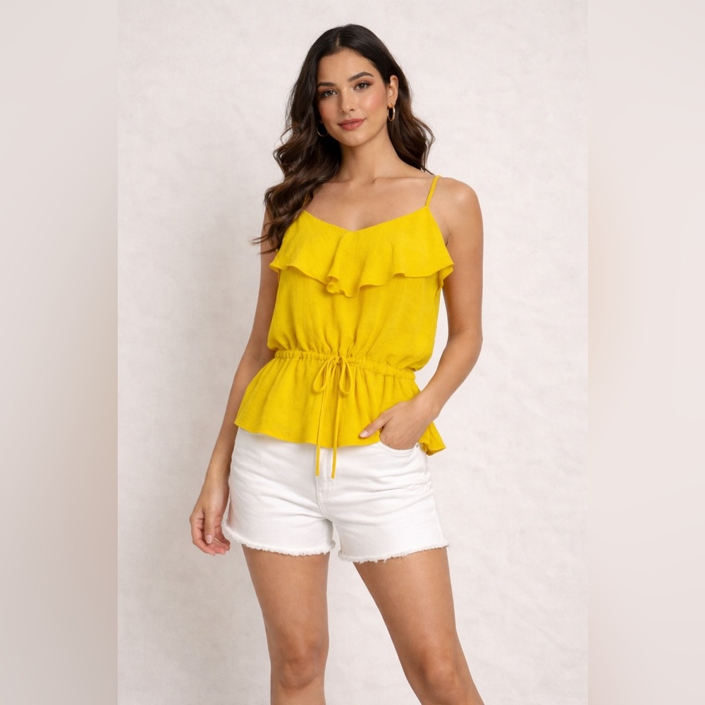 Banana Republic Mustard Ruffle Sleeveless Blouse